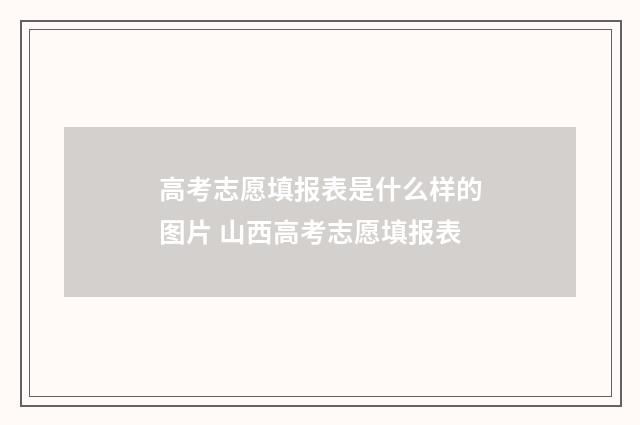高考志愿填报表是什么样的图片 山西高考志愿填报表