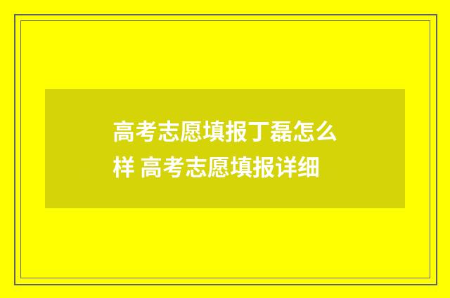 高考志愿填报丁磊怎么样 高考志愿填报详细