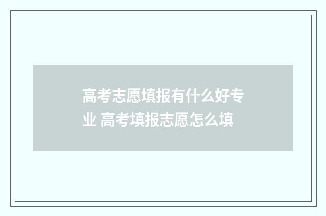 高考志愿填报有什么好专业 高考填报志愿怎么填