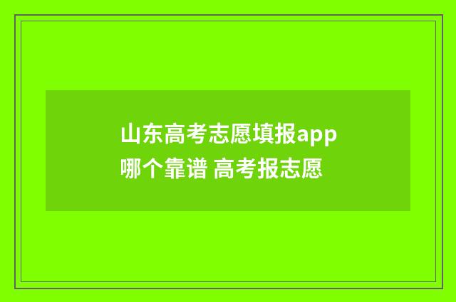 山东高考志愿填报app哪个靠谱 高考报志愿
