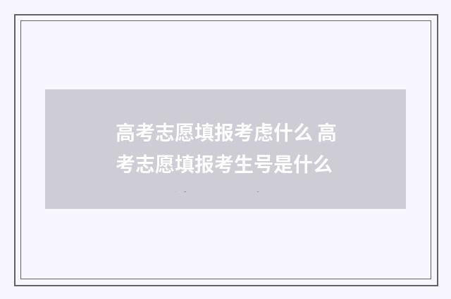高考志愿填报考虑什么 高考志愿填报考生号是什么