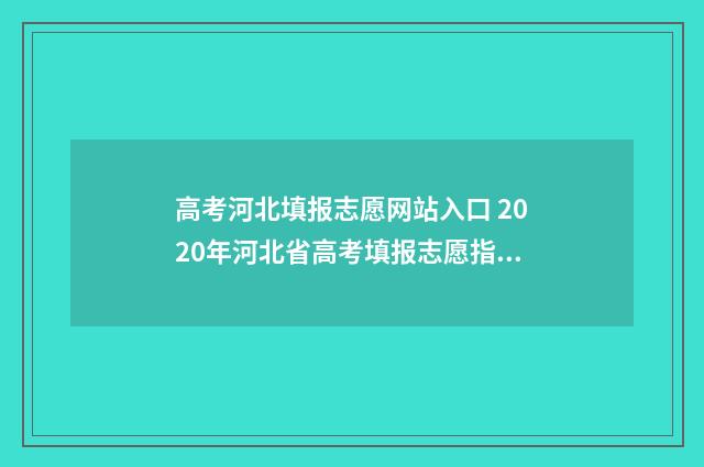高考河北填报志愿网站入口 2020年河北省高考填报志愿指南