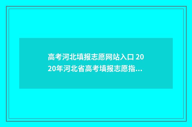 高考河北填报志愿网站入口 2020年河北省高考填报志愿指南