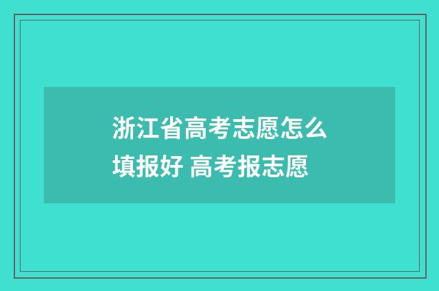 浙江省高考志愿怎么填报好 高考报志愿