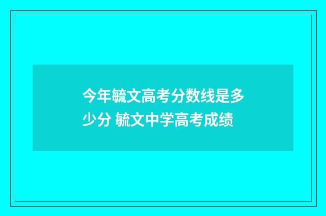 今年毓文高考分数线是多少分 毓文中学高考成绩