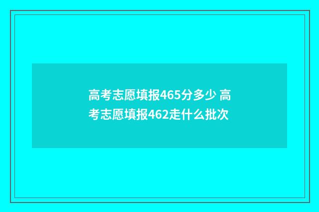 高考志愿填报465分多少 高考志愿填报462走什么批次