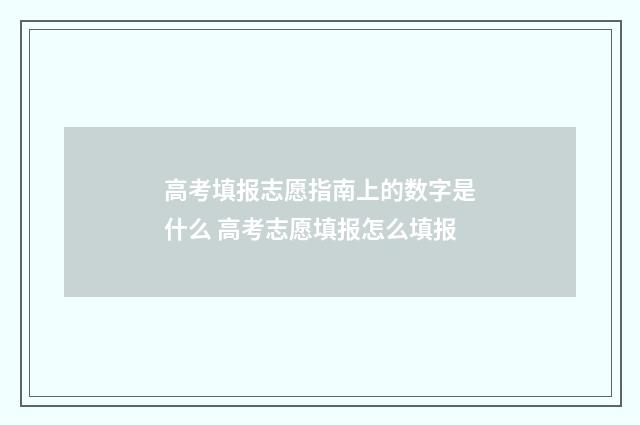 高考填报志愿指南上的数字是什么 高考志愿填报怎么填报