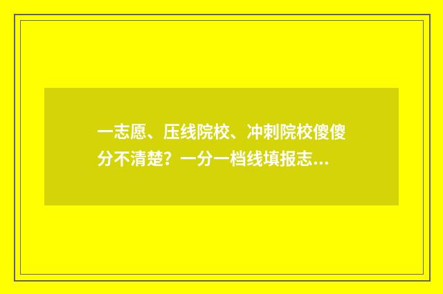 一志愿、压线院校、冲刺院校傻傻分不清楚？一分一档线填报志愿指南助你一臂之力 压线生征集志愿录取几率大吗