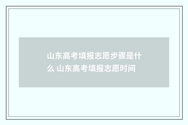 山东高考填报志愿步骤是什么 山东高考填报志愿时间