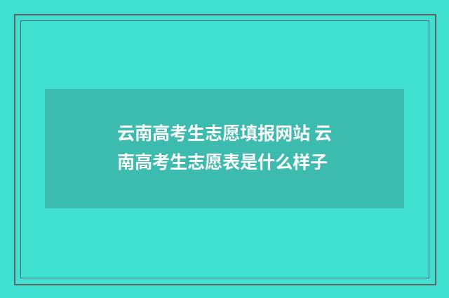 云南高考生志愿填报网站 云南高考生志愿表是什么样子