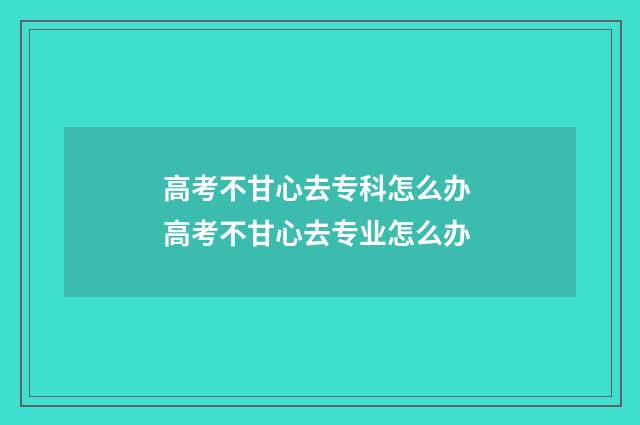 高考不甘心去专科怎么办 高考不甘心去专业怎么办