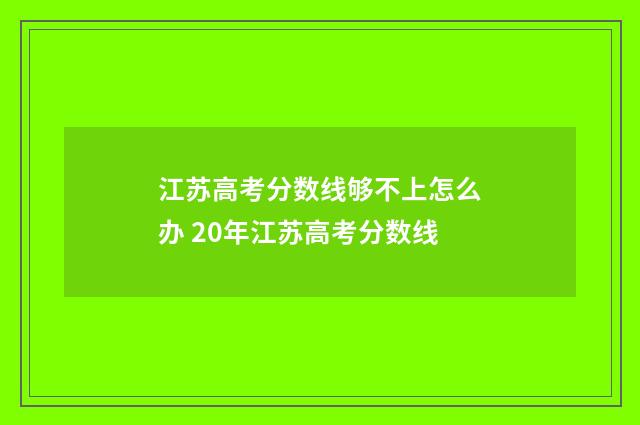 江苏高考分数线够不上怎么办 20年江苏高考分数线