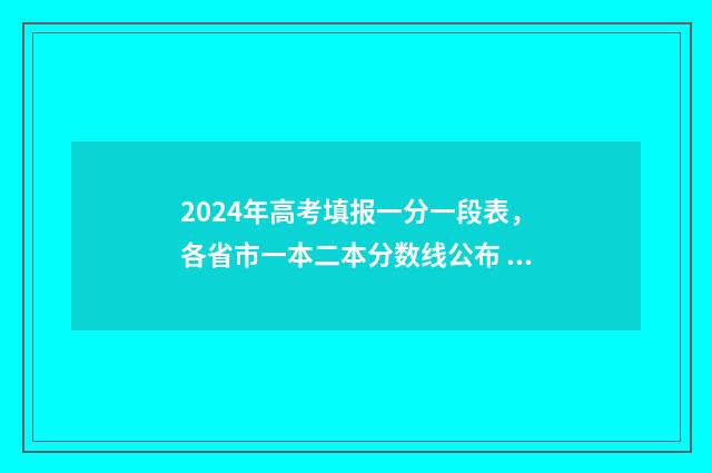 2024年高考填报一分一段表,各省市一本二本分数线公布 2024年高考填报志愿录取时间