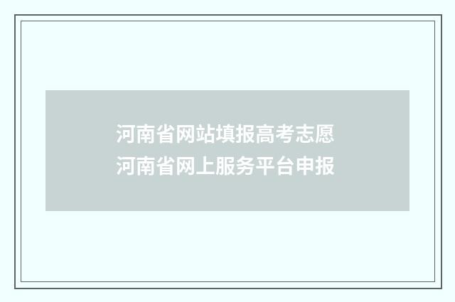 河南省网站填报高考志愿 河南省网上服务平台申报