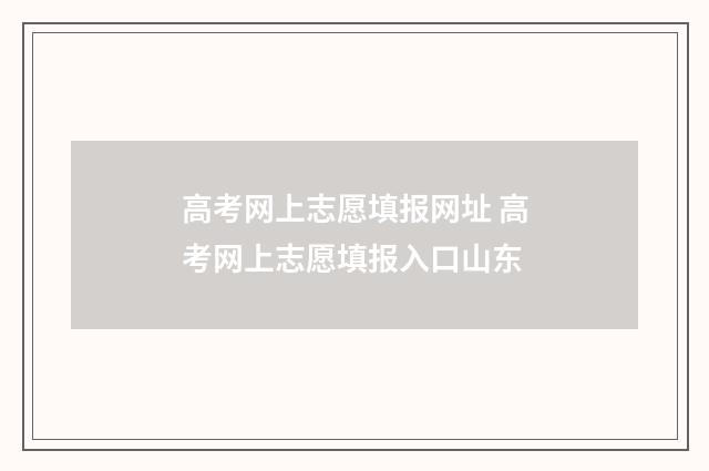高考网上志愿填报网址 高考网上志愿填报入口山东