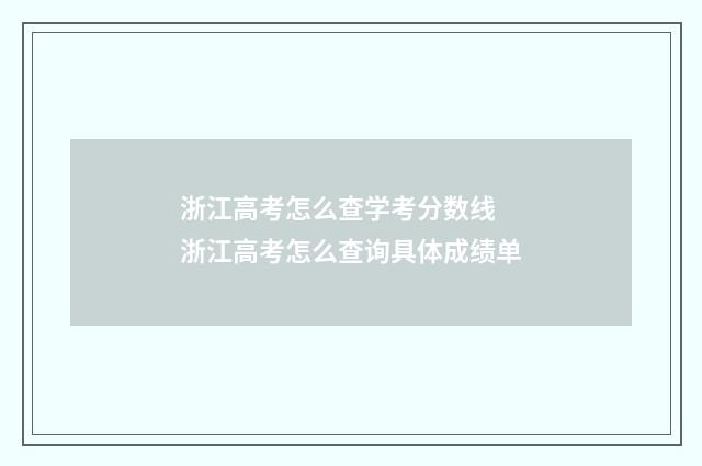 浙江高考怎么查学考分数线 浙江高考怎么查询具体成绩单