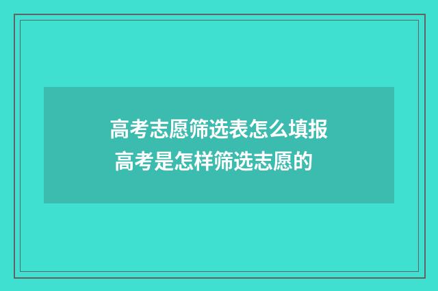 高考志愿筛选表怎么填报 高考是怎样筛选志愿的