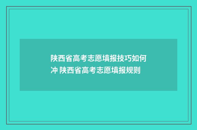 陕西省高考志愿填报技巧如何冲 陕西省高考志愿填报规则