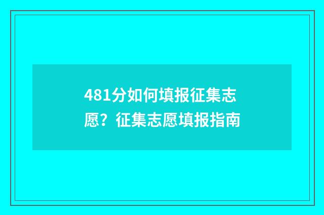 481分如何填报征集志愿？征集志愿填报指南