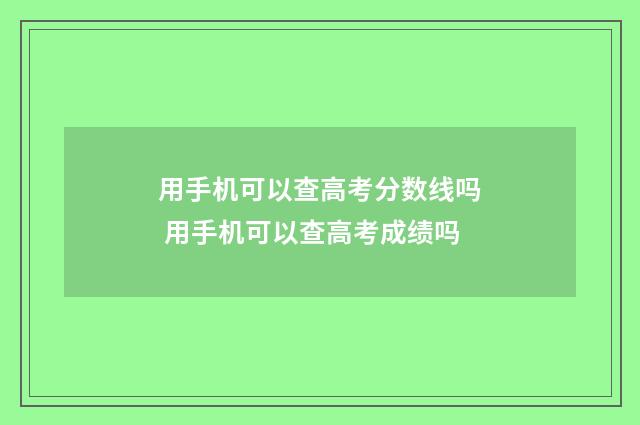 用手机可以查高考分数线吗 用手机可以查高考成绩吗