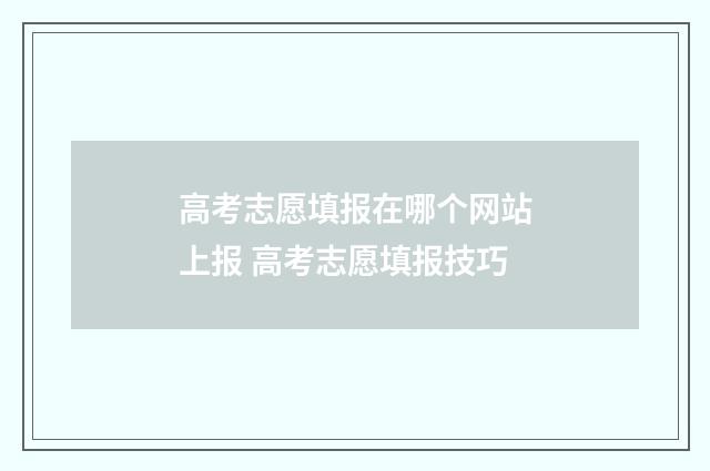 高考志愿填报在哪个网站上报 高考志愿填报技巧