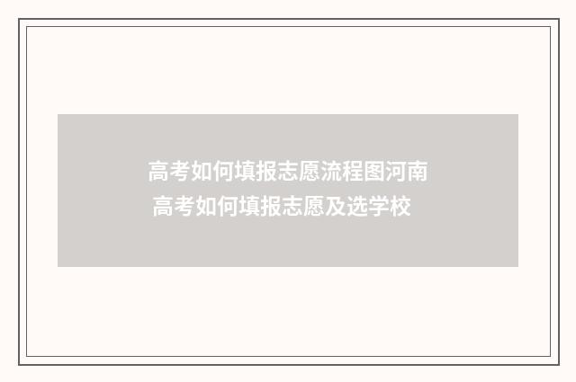 高考如何填报志愿流程图河南 高考如何填报志愿及选学校