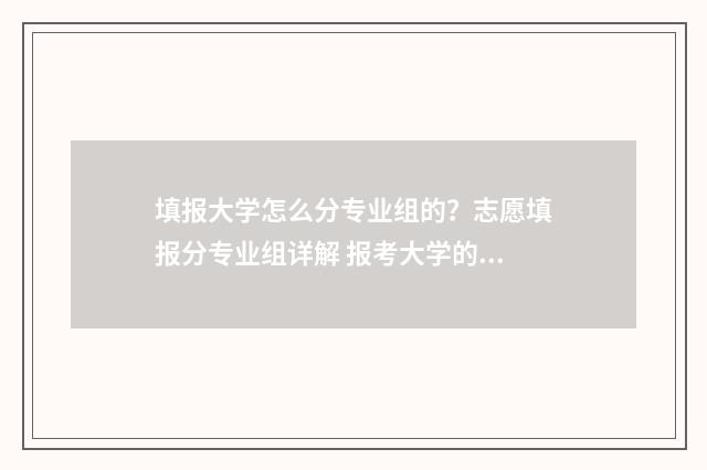 填报大学怎么分专业组的？志愿填报分专业组详解 报考大学的时候是怎么分分校