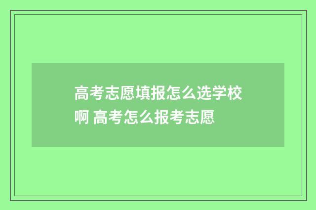 高考志愿填报怎么选学校啊 高考怎么报考志愿