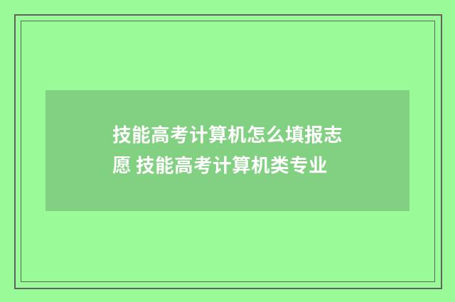 技能高考计算机怎么填报志愿 技能高考计算机类专业