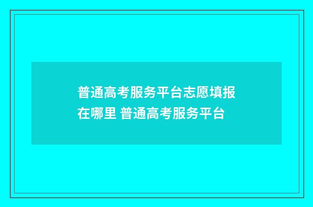 普通高考服务平台志愿填报在哪里 普通高考服务平台