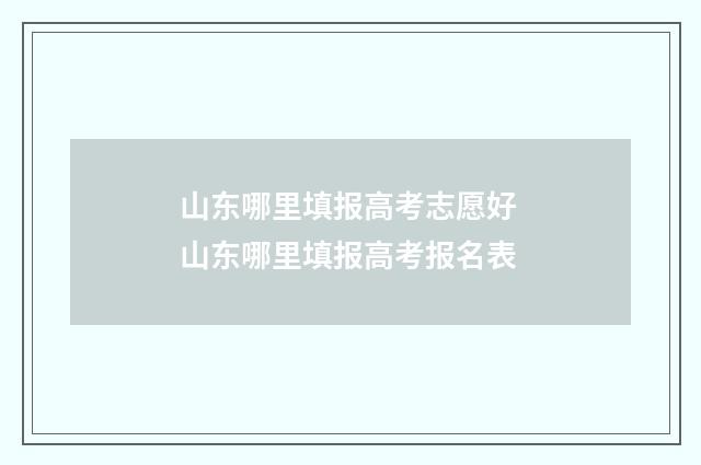 山东哪里填报高考志愿好 山东哪里填报高考报名表
