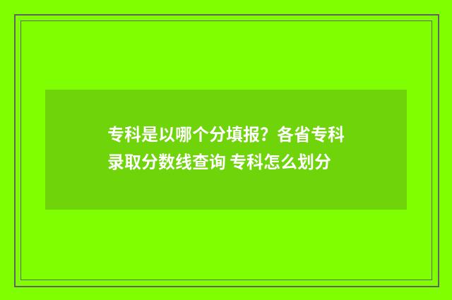 专科是以哪个分填报？各省专科录取分数线查询 专科怎么划分