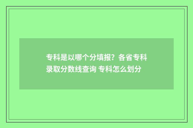 专科是以哪个分填报？各省专科录取分数线查询 专科怎么划分
