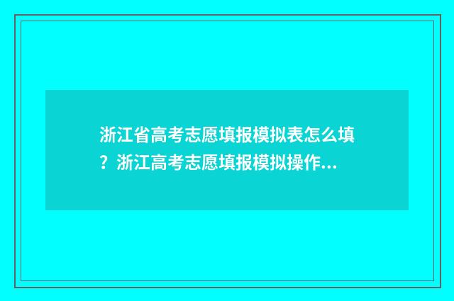 浙江省高考志愿填报模拟表怎么填？浙江高考志愿填报模拟操作步骤 浙江省高考志愿80个怎么填