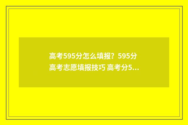 高考595分怎么填报？595分高考志愿填报技巧 高考分599填报哪里合适