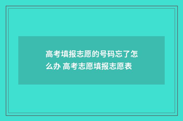 高考填报志愿的号码忘了怎么办 高考志愿填报志愿表