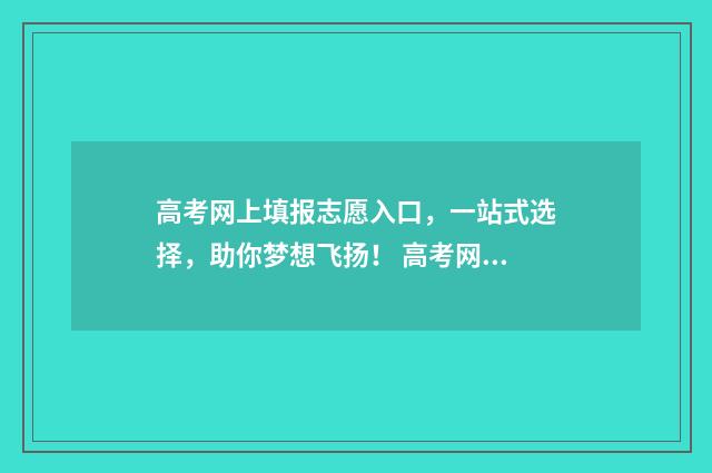 高考网上填报志愿入口，一站式选择，助你梦想飞扬！ 高考网上填报志愿模拟2024