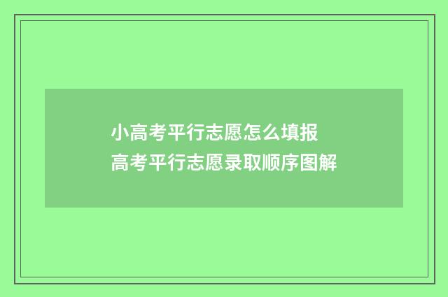 小高考平行志愿怎么填报 高考平行志愿录取顺序图解