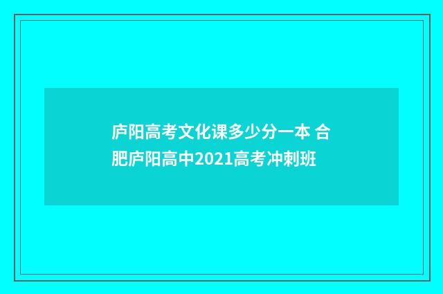 庐阳高考文化课多少分一本 合肥庐阳高中2021高考冲刺班