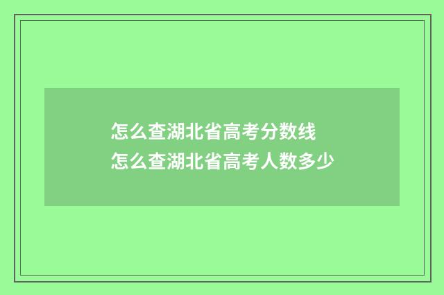 怎么查湖北省高考分数线 怎么查湖北省高考人数多少
