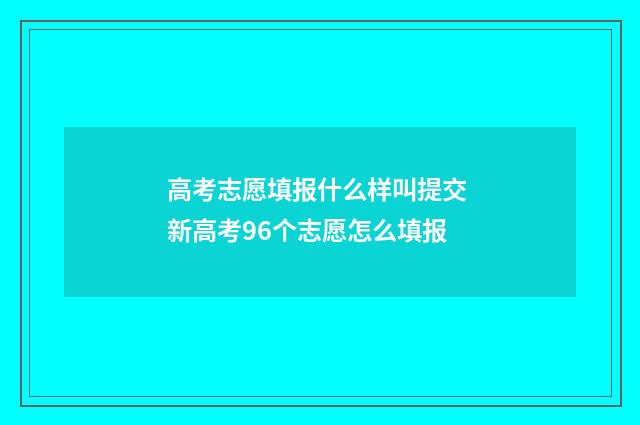 高考志愿填报什么样叫提交 新高考96个志愿怎么填报