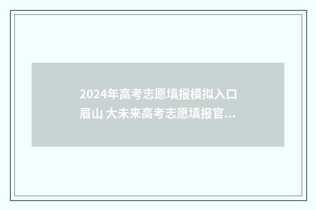2024年高考志愿填报模拟入口眉山 大未来高考志愿填报官网