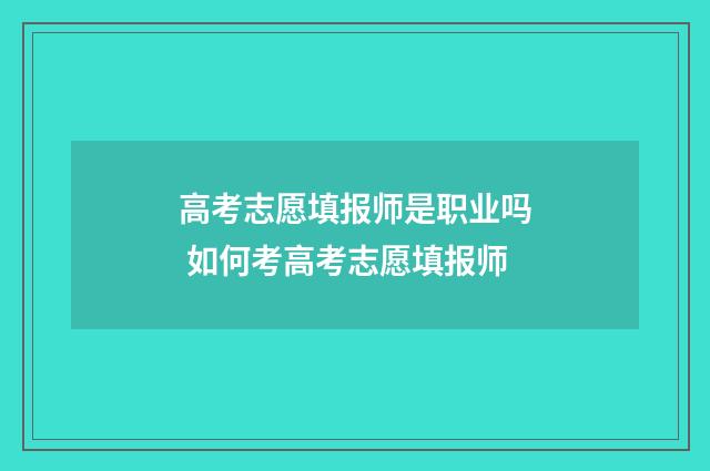 高考志愿填报师是职业吗 如何考高考志愿填报师