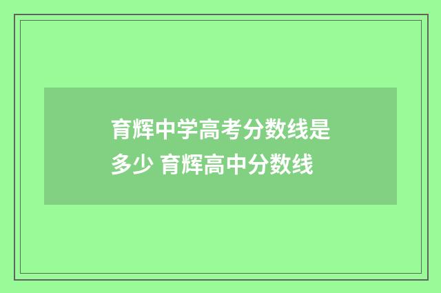 育辉中学高考分数线是多少 育辉高中分数线