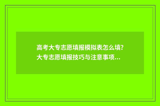 高考大专志愿填报模拟表怎么填？大专志愿填报技巧与注意事项 高考大专志愿填报怎么填报的