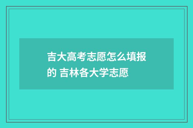 吉大高考志愿怎么填报的 吉林各大学志愿
