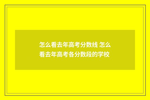 怎么看去年高考分数线 怎么看去年高考各分数段的学校