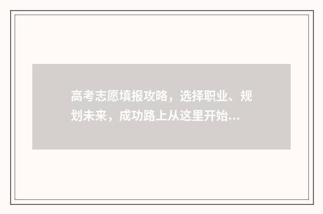 高考志愿填报攻略,选择职业、规划未来,成功路上从这里开始! 高考志愿填报攻略 书