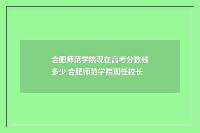 合肥师范学院现在高考分数线多少 合肥师范学院现任校长