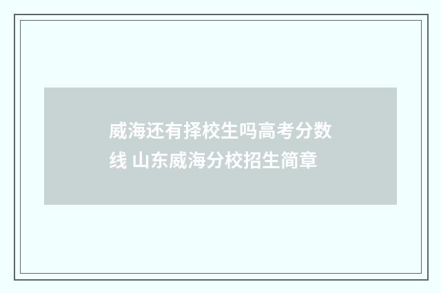 威海还有择校生吗高考分数线 山东威海分校招生简章